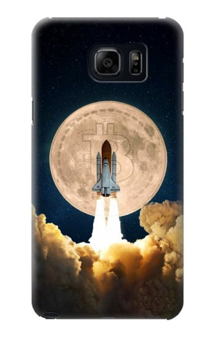 W3859 Bitcoin to the Moon Hülle Schutzhülle Taschen und Leder Flip für Samsung Galaxy S6 Edge Plus