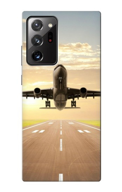 W3837 Airplane Take off Sunrise Hülle Schutzhülle Taschen und Leder Flip für Samsung Galaxy Note 20 Ultra, Ultra 5G