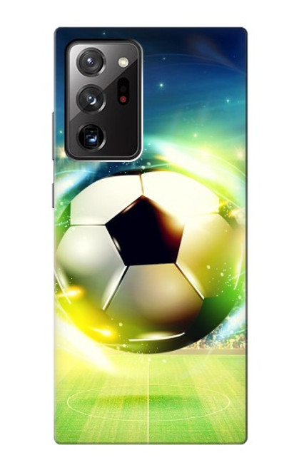 W3844 Glowing Football Soccer Ball Hülle Schutzhülle Taschen und Leder Flip für Samsung Galaxy Note 20 Ultra, Ultra 5G