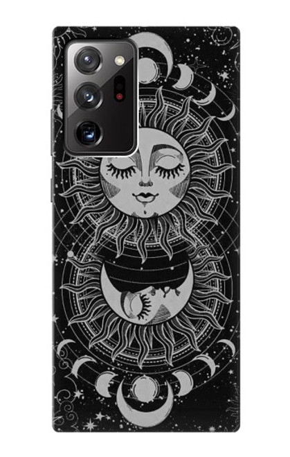 W3854 Mystical Sun Face Crescent Moon Hülle Schutzhülle Taschen und Leder Flip für Samsung Galaxy Note 20 Ultra, Ultra 5G