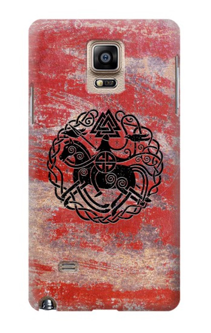 W3831 Viking Norse Ancient Symbol Hülle Schutzhülle Taschen und Leder Flip für Samsung Galaxy Note 4