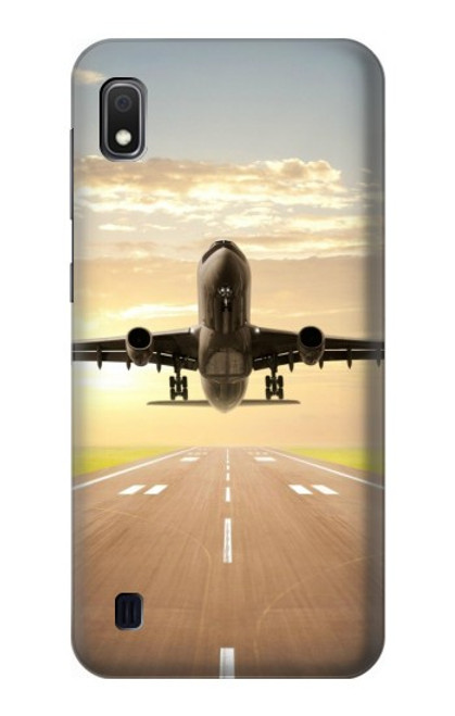 W3837 Airplane Take off Sunrise Hülle Schutzhülle Taschen und Leder Flip für Samsung Galaxy A10