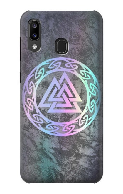 W3833 Valknut Odin Wotans Knot Hrungnir Heart Hülle Schutzhülle Taschen und Leder Flip für Samsung Galaxy A20, Galaxy A30