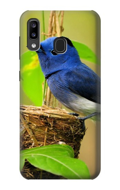 W3839 Bluebird of Happiness Blue Bird Hülle Schutzhülle Taschen und Leder Flip für Samsung Galaxy A20, Galaxy A30