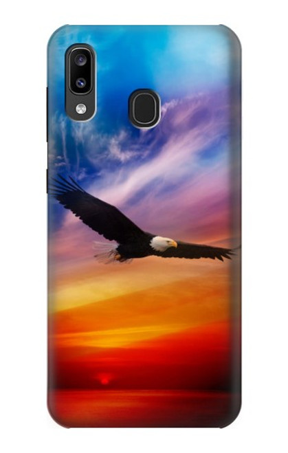 W3841 Bald Eagle Flying Colorful Sky Hülle Schutzhülle Taschen und Leder Flip für Samsung Galaxy A20, Galaxy A30
