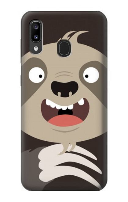 W3855 Sloth Face Cartoon Hülle Schutzhülle Taschen und Leder Flip für Samsung Galaxy A20, Galaxy A30