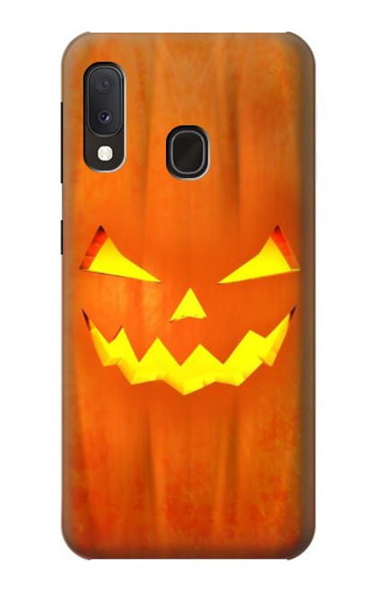W3828 Pumpkin Halloween Hülle Schutzhülle Taschen und Leder Flip für Samsung Galaxy A20e