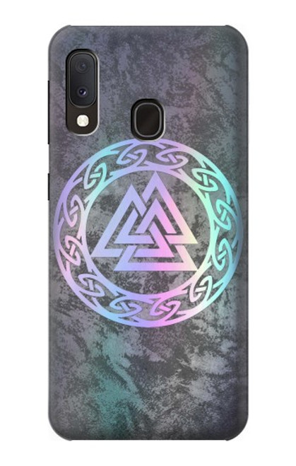 W3833 Valknut Odin Wotans Knot Hrungnir Heart Hülle Schutzhülle Taschen und Leder Flip für Samsung Galaxy A20e