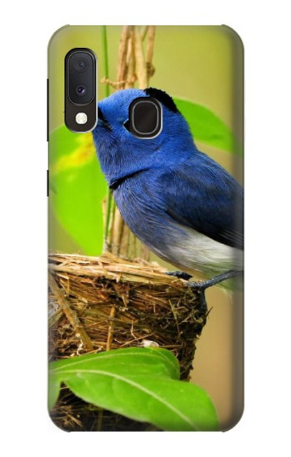 W3839 Bluebird of Happiness Blue Bird Hülle Schutzhülle Taschen und Leder Flip für Samsung Galaxy A20e