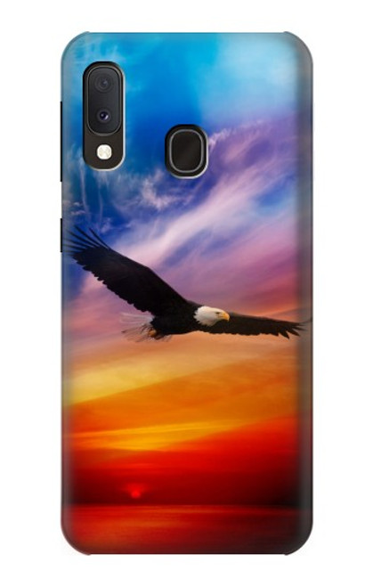 W3841 Bald Eagle Flying Colorful Sky Hülle Schutzhülle Taschen und Leder Flip für Samsung Galaxy A20e