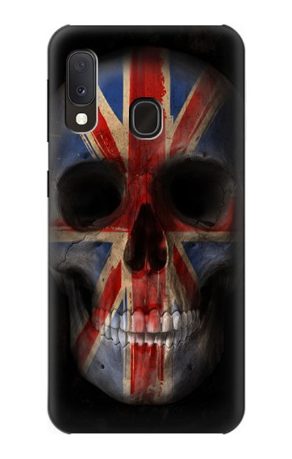 W3848 United Kingdom Flag Skull Hülle Schutzhülle Taschen und Leder Flip für Samsung Galaxy A20e