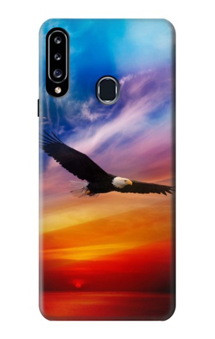 W3841 Bald Eagle Flying Colorful Sky Hülle Schutzhülle Taschen und Leder Flip für Samsung Galaxy A20s