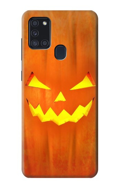 W3828 Pumpkin Halloween Hülle Schutzhülle Taschen und Leder Flip für Samsung Galaxy A21s