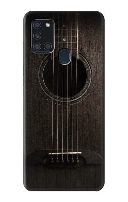 W3834 Old Woods Black Guitar Hülle Schutzhülle Taschen und Leder Flip für Samsung Galaxy A21s