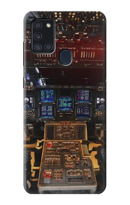 W3836 Airplane Cockpit Hülle Schutzhülle Taschen und Leder Flip für Samsung Galaxy A21s