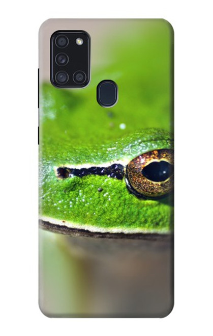 W3845 Green frog Hülle Schutzhülle Taschen und Leder Flip für Samsung Galaxy A21s