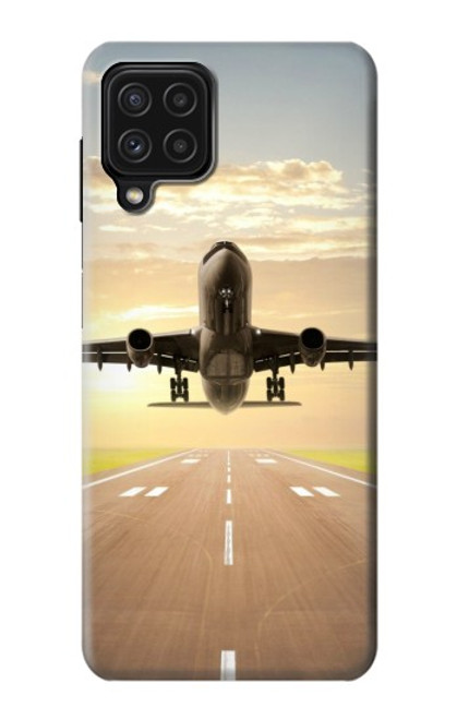 W3837 Airplane Take off Sunrise Hülle Schutzhülle Taschen und Leder Flip für Samsung Galaxy A22 4G