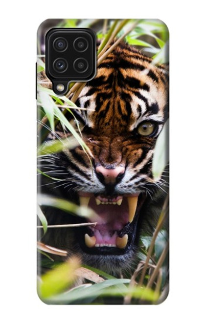 W3838 Barking Bengal Tiger Hülle Schutzhülle Taschen und Leder Flip für Samsung Galaxy A22 4G