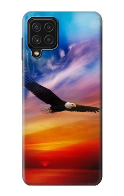 W3841 Bald Eagle Flying Colorful Sky Hülle Schutzhülle Taschen und Leder Flip für Samsung Galaxy A22 4G