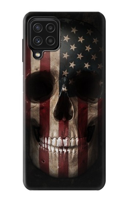 W3850 American Flag Skull Hülle Schutzhülle Taschen und Leder Flip für Samsung Galaxy A22 4G