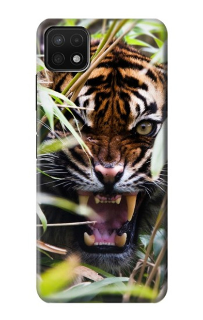 W3838 Barking Bengal Tiger Hülle Schutzhülle Taschen und Leder Flip für Samsung Galaxy A22 5G