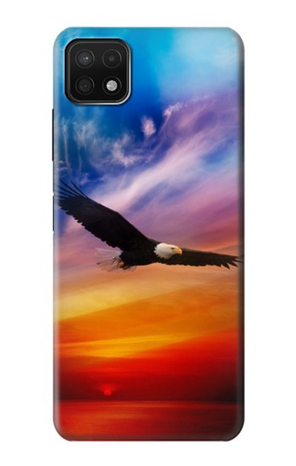 W3841 Bald Eagle Flying Colorful Sky Hülle Schutzhülle Taschen und Leder Flip für Samsung Galaxy A22 5G