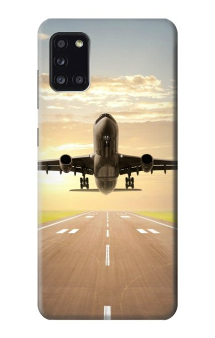 W3837 Airplane Take off Sunrise Hülle Schutzhülle Taschen und Leder Flip für Samsung Galaxy A31