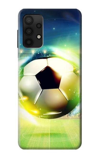 W3844 Glowing Football Soccer Ball Hülle Schutzhülle Taschen und Leder Flip für Samsung Galaxy A32 4G