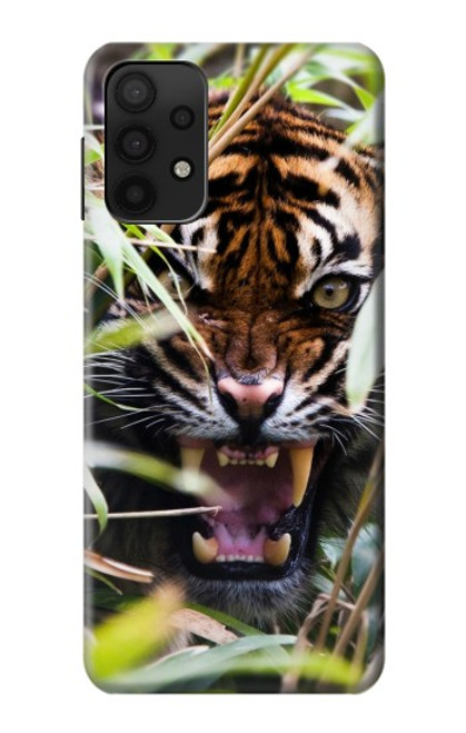 W3838 Barking Bengal Tiger Hülle Schutzhülle Taschen und Leder Flip für Samsung Galaxy A32 5G