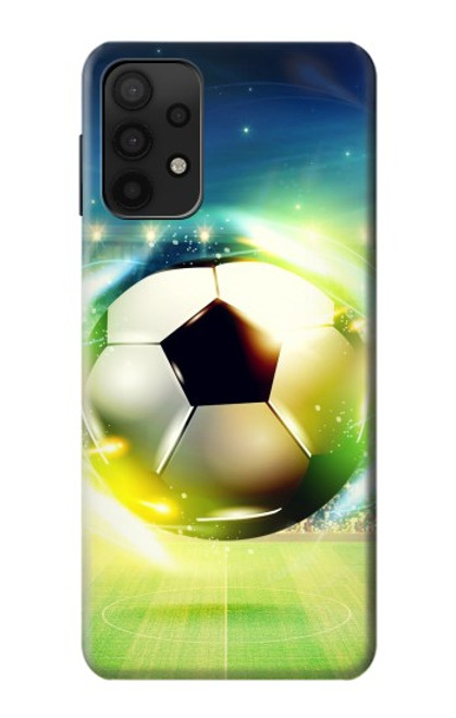 W3844 Glowing Football Soccer Ball Hülle Schutzhülle Taschen und Leder Flip für Samsung Galaxy A32 5G
