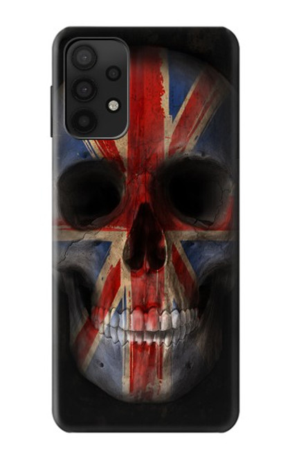 W3848 United Kingdom Flag Skull Hülle Schutzhülle Taschen und Leder Flip für Samsung Galaxy A32 5G