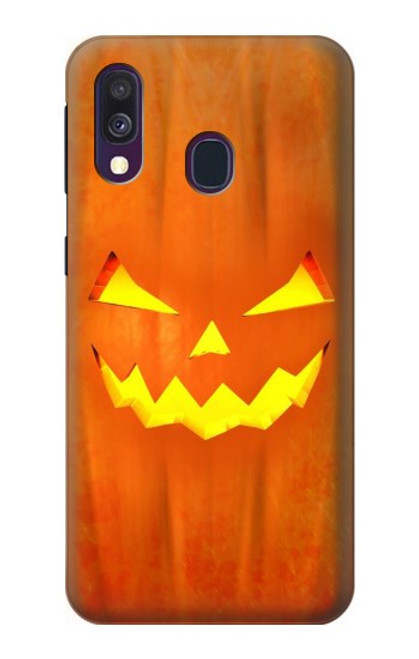 W3828 Pumpkin Halloween Hülle Schutzhülle Taschen und Leder Flip für Samsung Galaxy A40