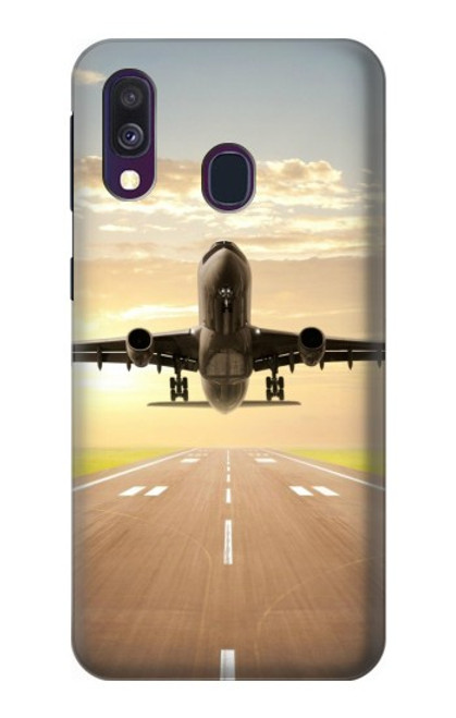 W3837 Airplane Take off Sunrise Hülle Schutzhülle Taschen und Leder Flip für Samsung Galaxy A40