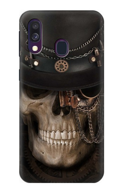W3852 Steampunk Skull Hülle Schutzhülle Taschen und Leder Flip für Samsung Galaxy A40