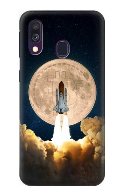 W3859 Bitcoin to the Moon Hülle Schutzhülle Taschen und Leder Flip für Samsung Galaxy A40