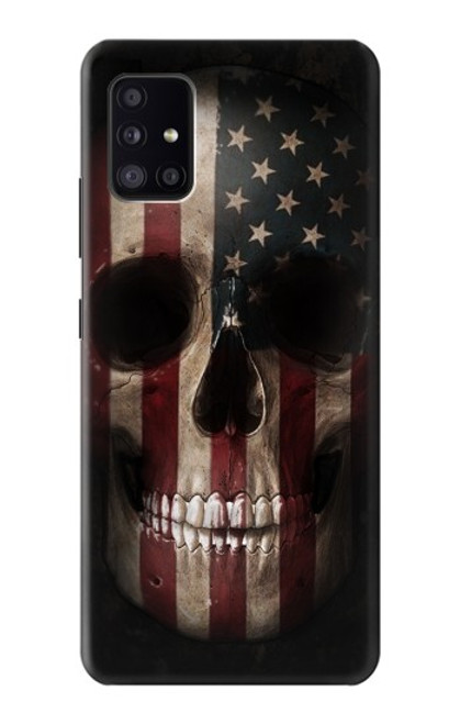 W3850 American Flag Skull Hülle Schutzhülle Taschen und Leder Flip für Samsung Galaxy A41