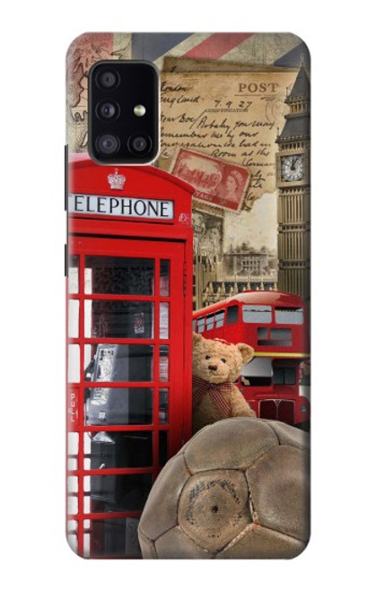 W3856 Vintage London British Hülle Schutzhülle Taschen und Leder Flip für Samsung Galaxy A41