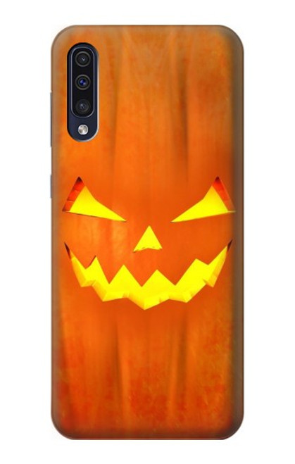 W3828 Pumpkin Halloween Hülle Schutzhülle Taschen und Leder Flip für Samsung Galaxy A50