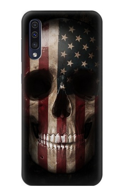 W3850 American Flag Skull Hülle Schutzhülle Taschen und Leder Flip für Samsung Galaxy A50