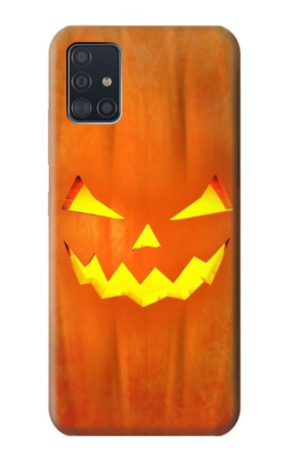 W3828 Pumpkin Halloween Hülle Schutzhülle Taschen und Leder Flip für Samsung Galaxy A51 5G