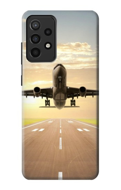 W3837 Airplane Take off Sunrise Hülle Schutzhülle Taschen und Leder Flip für Samsung Galaxy A52, Galaxy A52 5G