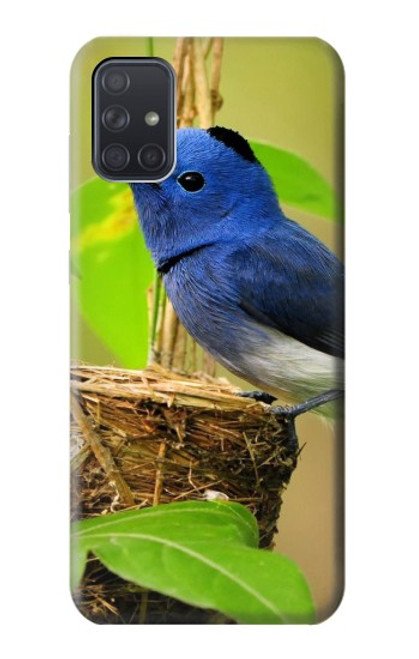 W3839 Bluebird of Happiness Blue Bird Hülle Schutzhülle Taschen und Leder Flip für Samsung Galaxy A71 5G