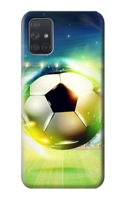 W3844 Glowing Football Soccer Ball Hülle Schutzhülle Taschen und Leder Flip für Samsung Galaxy A71 5G