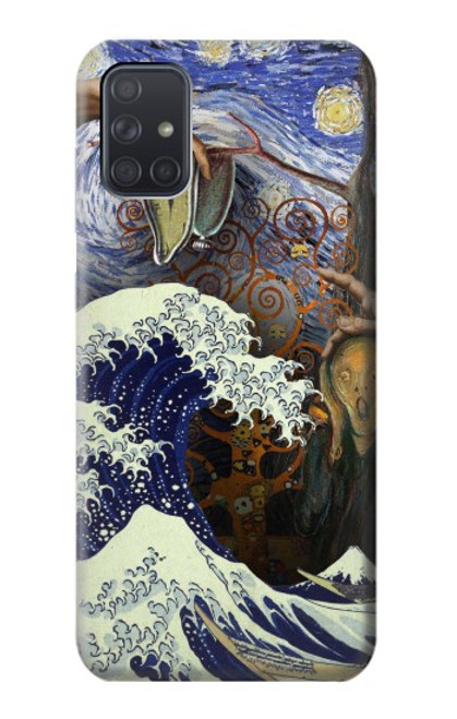 W3851 World of Art Van Gogh Hokusai Da Vinci Hülle Schutzhülle Taschen und Leder Flip für Samsung Galaxy A71 5G