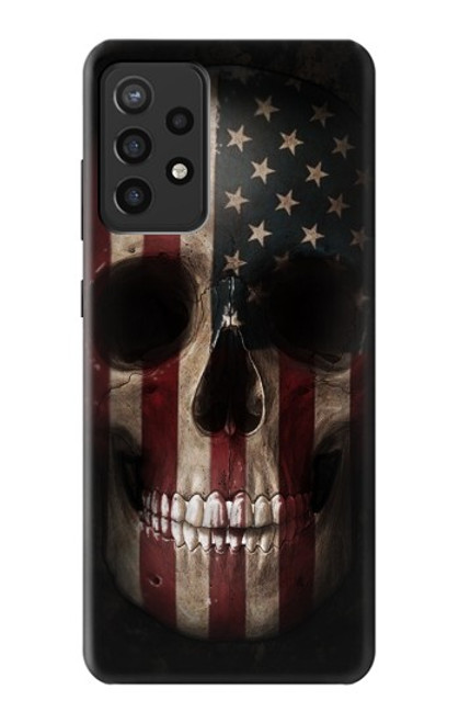 W3850 American Flag Skull Hülle Schutzhülle Taschen und Leder Flip für Samsung Galaxy A72, Galaxy A72 5G