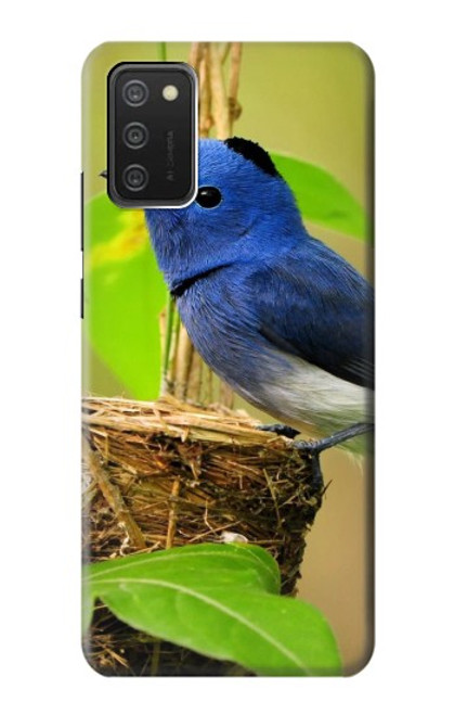 W3839 Bluebird of Happiness Blue Bird Hülle Schutzhülle Taschen und Leder Flip für Samsung Galaxy A03S