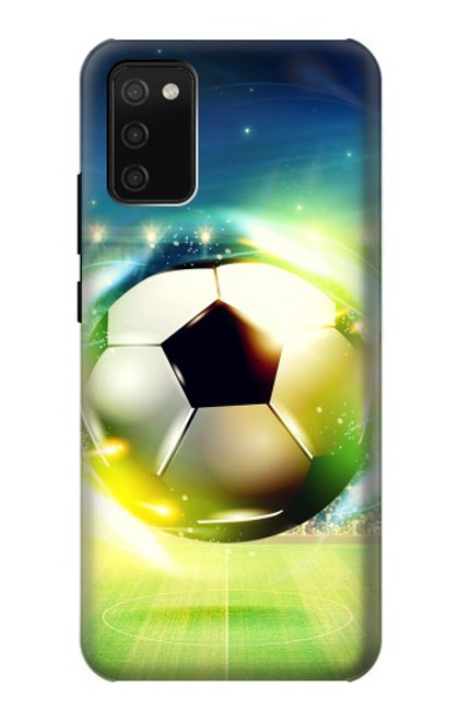 W3844 Glowing Football Soccer Ball Hülle Schutzhülle Taschen und Leder Flip für Samsung Galaxy A02s, Galaxy M02s  (NOT FIT with Galaxy A02s Verizon SM-A025V)