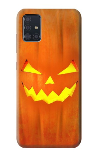 W3828 Pumpkin Halloween Hülle Schutzhülle Taschen und Leder Flip für Samsung Galaxy A51