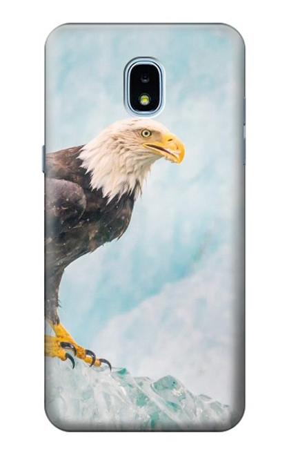 W3843 Bald Eagle On Ice Hülle Schutzhülle Taschen und Leder Flip für Samsung Galaxy J3 (2018), J3 Star, J3 V 3rd Gen, J3 Orbit, J3 Achieve, Express Prime 3, Amp Prime 3