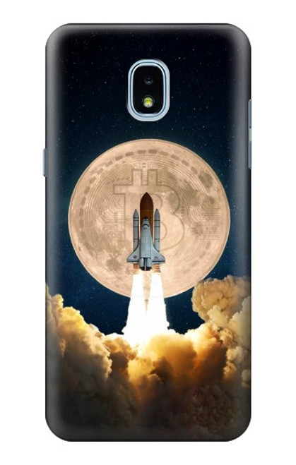 W3859 Bitcoin to the Moon Hülle Schutzhülle Taschen und Leder Flip für Samsung Galaxy J3 (2018), J3 Star, J3 V 3rd Gen, J3 Orbit, J3 Achieve, Express Prime 3, Amp Prime 3